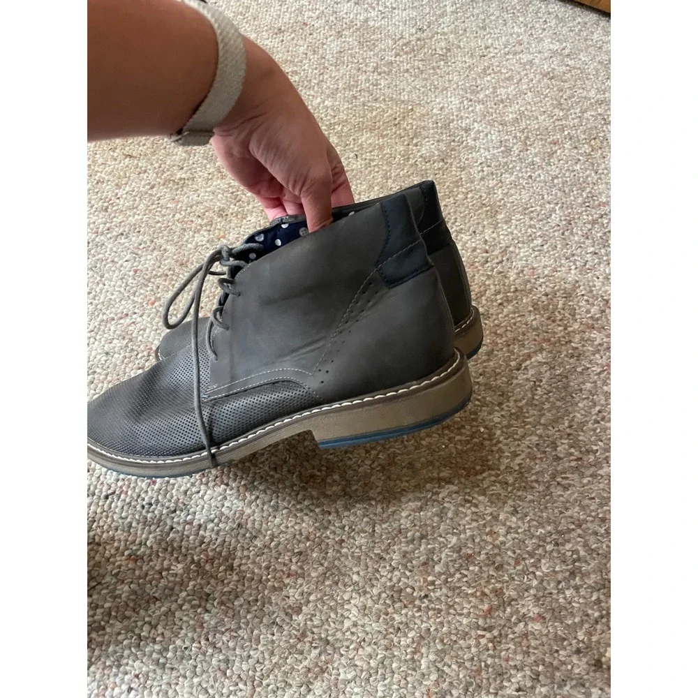 Steve Madden Charcoal‎ Grey Perforated Chukka Boots Lace Up Ankle Desert Shoes
